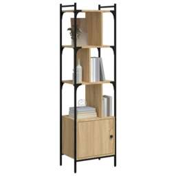 Rackhams Bookcase with Door Sonoma Oak 44.5x30x154.5 cm Engineered Wood - Brown - Engineered wood, steel - thumbnail 3