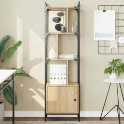 Rackhams Bookcase with Door Sonoma Oak 44.5x30x154.5 cm Engineered Wood - Brown - Engineered wood, steel