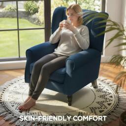 Rackhams Wingback Accent Chair, Retro Upholstered Button Tufted Occasional Chair for Living Room and Bedroom, Blue - thumbnail 6
