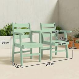 Rackhams Garden Loveseat, Embossed Wood Jack and Jill Garden Seat - Green - Fir Wood - Garden Loveseat - Green - thumbnail 3