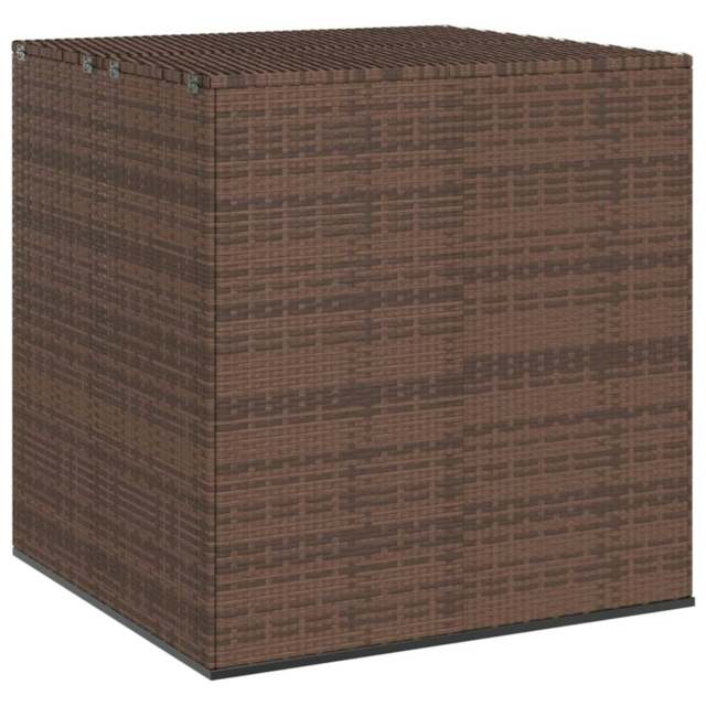 Rackhams Garden Cushion Box PE Rattan 100x97.5x104 cm Brown - PE rattan, powder-coated steel