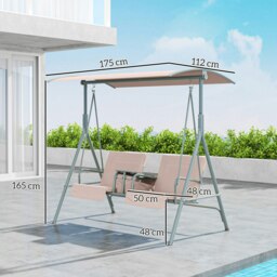 Rackhams 2 Person Covered Patio Swing with Pivot Table & Storage Console Beige - Beige - 1 - Swing Chair - thumbnail 6