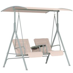 Rackhams 2 Person Covered Patio Swing with Pivot Table & Storage Console Beige - Beige - 1 - Swing Chair - thumbnail 2