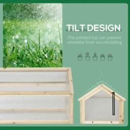 Rackhams Wooden Cold Frame Garden Polycarbonate Greenhouse with Openable Top Cover, Grow House for Flowers, Vegetables, Plants, 90 x 52 x 50cm, Natural - thumbnail 5