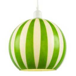 Rackhams Green and White Striped High Gloss Glass Globe Pendant Light Shade - thumbnail 2