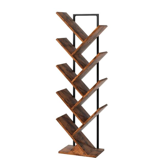 Rackhams 9 Tier Bookshelf Display Bookcase Tree Shaped Wooden Storage Rack Shelves - image 1
