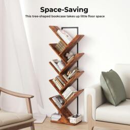 Rackhams 9 Tier Bookshelf Display Bookcase Tree Shaped Wooden Storage Rack Shelves - thumbnail 4