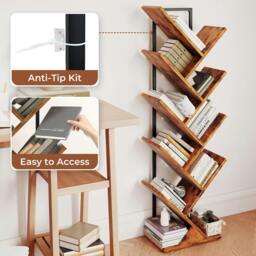 Rackhams 9 Tier Bookshelf Display Bookcase Tree Shaped Wooden Storage Rack Shelves - thumbnail 6