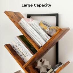 Rackhams 9 Tier Bookshelf Display Bookcase Tree Shaped Wooden Storage Rack Shelves - thumbnail 5