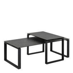 Rackhams Katrine Ceramic Coffee Table Set in Black - 1 - Black - Black - thumbnail 2