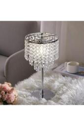 Rackhams Small Crystal Table Lamp with Round Base - Multi - One Size - thumbnail 4