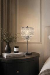 Rackhams Small Crystal Table Lamp with Round Base - Multi - One Size - thumbnail 1