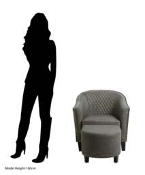 Rackhams Derby Grey Faux Leather Tub Chair With Footstool - thumbnail 5