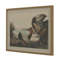 Rackhams Flora & Fauna Collection Pochards Beaded Linen Framed Wall Art - Brown/White/Black - Brown/White/Black - 45cm x 2cm x 62cm - Brown/White/Black