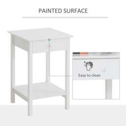 Rackhams White Bedside Table, Wooden Side Table, Nightstand, Bedside Cabinet with Drawer and Storage Shelf for Bedroom and Living Room - thumbnail 5
