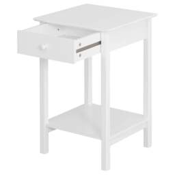 Rackhams White Bedside Table, Wooden Side Table, Nightstand, Bedside Cabinet with Drawer and Storage Shelf for Bedroom and Living Room - thumbnail 6