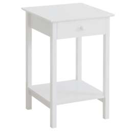 Rackhams White Bedside Table, Wooden Side Table, Nightstand, Bedside Cabinet with Drawer and Storage Shelf for Bedroom and Living Room - thumbnail 1