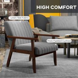 Rackhams Mid Century Accent Chair, with Wooden Legs - Grey - thumbnail 5