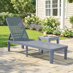 Rackhams Plastic Sun Lounger, 4-Position Garden Lounger Sun bed, Dark Grey - 191 x 55 x 35.5 cm - 1 - PP plastic
