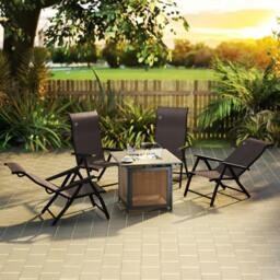 Rackhams Set of 2 Outdoor Rattan Folding Chair Set w/ Adjustable Backrest Brown - thumbnail 1