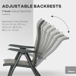 Rackhams Set of 2 Outdoor Rattan Folding Chair Set w/ Adjustable Backrest Brown - thumbnail 4
