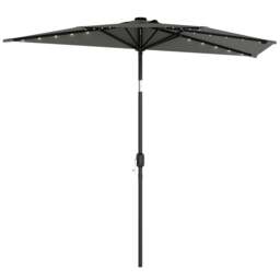 Rackhams 2.6 m Half Parasol with Solar Lights, UPF50+ Semi Round Umbrella - Half Garden Parasol - Dark Blue - 265 x 135 x 239 cm - thumbnail 3