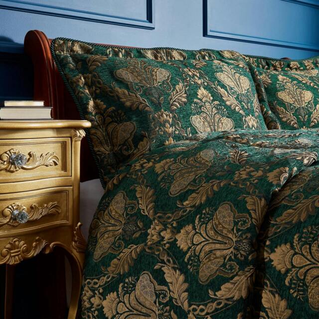 Rackhams Shiraz Traditional Jacquard Pillow Sham - Emerald/Gold - 65cm x 65cm - Emerald/Gold - 100% Polyester