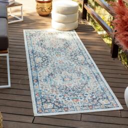 Rackhams Huntington Beach-Vintage Blue Beige Orange In- & Outdoor Rug - 80 x 220 cm - thumbnail 1