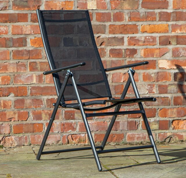 Rackhams Outdoor Garden Patio Multi Position Reclining Folding Chair in Black - image 1