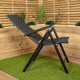 Rackhams Outdoor Garden Patio Multi Position Reclining Folding Chair in Black - thumbnail 3
