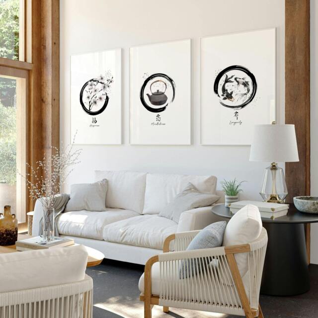 Rackhams Large Paintings For Living Room Wall - Set of 3 wall art prints - 12 x 16 inches / 30.5 x 40.65 cm - Polyester Canvas 260 gsm - Canvas wrapped - image 1