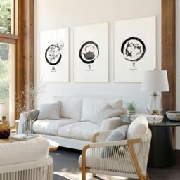 Rackhams Large Paintings For Living Room Wall - Set of 3 wall art prints - 12 x 16 inches / 30.5 x 40.65 cm - Polyester Canvas 260 gsm - Canvas wrapped - thumbnail 1