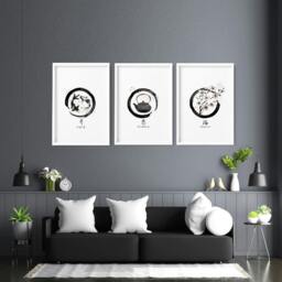 Rackhams Large Paintings For Living Room Wall - Set of 3 wall art prints - 12 x 16 inches / 30.5 x 40.65 cm - Polyester Canvas 260 gsm - Canvas wrapped - thumbnail 2