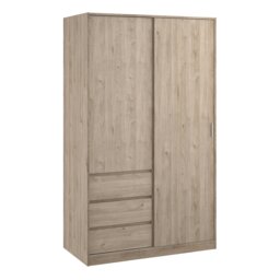 Rackhams Naia Wardrobe with 1 Sliding door + 1 door + 3 drawers in Oak structure Jackson Hickory - Brown - Malemine - 1
