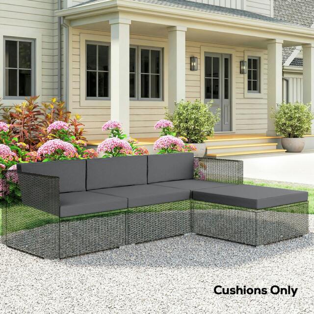 Rackhams 7-Piece Patio Furniture Cushions Water-Repellent 60x60cm, Dark Grey - Dark Grey - Polyester, Vertical Cotton, PP Cotton - Outdoor Seat Cushion Set - image 1