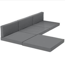 Rackhams 7-Piece Patio Furniture Cushions Water-Repellent 60x60cm, Dark Grey - Dark Grey - Polyester, Vertical Cotton, PP Cotton - Outdoor Seat Cushion Set - thumbnail 2