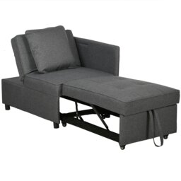 Rackhams Folding Sleeper Sofa Bed Chair with Pillows, Pocket - Grey - thumbnail 3