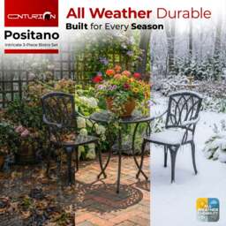 Rackhams POSITANO Garden and Patio Table and 2 Chairs Cast Aluminium Bistro Set - Black - thumbnail 5
