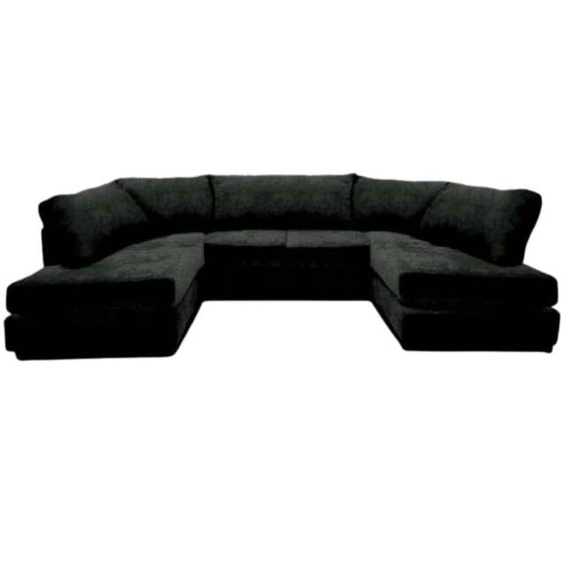Rackhams Ashton Full Back U Shaped Corner Sofa Chenille 6 Seater - Black - image 1