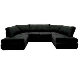 Rackhams Ashton Full Back U Shaped Corner Sofa Chenille 6 Seater - Black - thumbnail 1