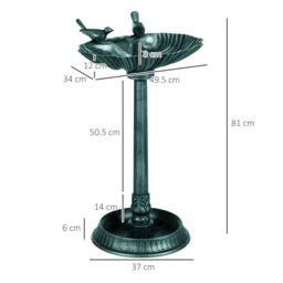 Rackhams 81cm Tall Bird Bath with 2 Decorative Birds for Garden, Green - Bronze Tone - thumbnail 6