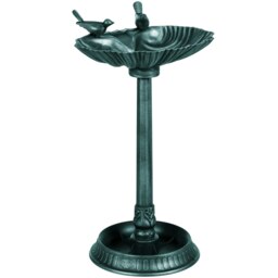 Rackhams 81cm Tall Bird Bath with 2 Decorative Birds for Garden, Green - Bronze Tone - thumbnail 2
