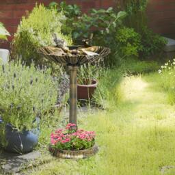 Rackhams 81cm Tall Bird Bath with 2 Decorative Birds for Garden, Green - Bronze Tone