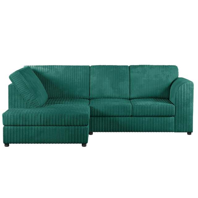 Rackhams Luxor Cord Fabric 4 Seater Corner Sofa Full Back - Teal - Left Hand Facing