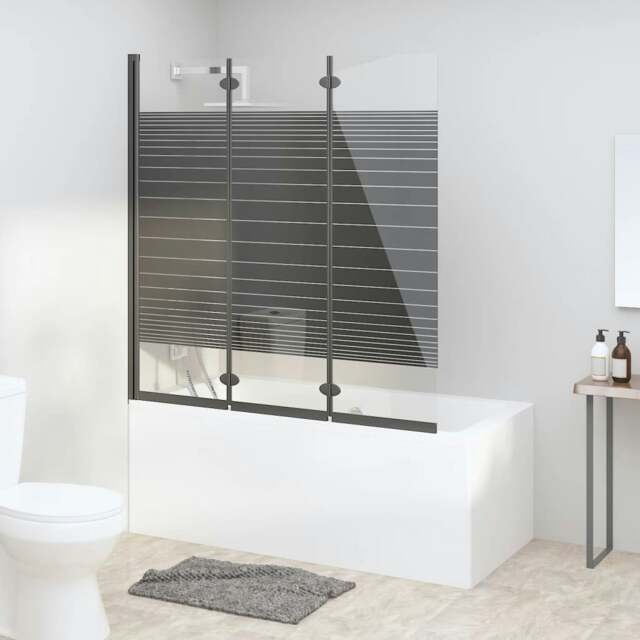 Rackhams Foldable Shower Enclosure 3 Panels 130x130 cm ESG Black