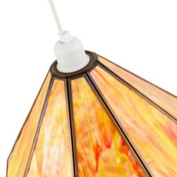 Rackhams Classic Orange and Amber Tiffany Glass Easy Fit Pendant Lighting Shade - thumbnail 3