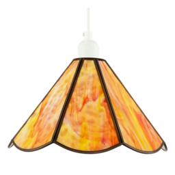 Rackhams Classic Orange and Amber Tiffany Glass Easy Fit Pendant Lighting Shade - thumbnail 6