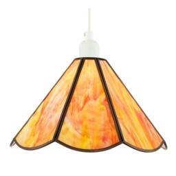 Rackhams Classic Orange and Amber Tiffany Glass Easy Fit Pendant Lighting Shade - thumbnail 5