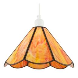 Rackhams Classic Orange and Amber Tiffany Glass Easy Fit Pendant Lighting Shade - thumbnail 2