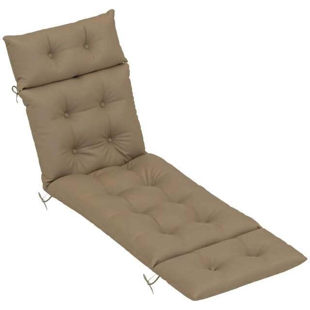 Rackhams Sun Lounger Cushions Only, 190x56x10cm Garden Lounge Chair Cushions, UPF20+ 220gsm Fabric, Thick Sunbed Replacement Pads with 6 Ties, Khaki